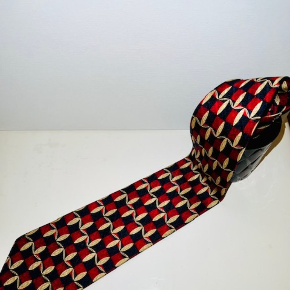 Men’s Ties - IKE BEHAR NEW YORK DESIGNER Red, Gold, Navy Lovely Colors Pop PVGC